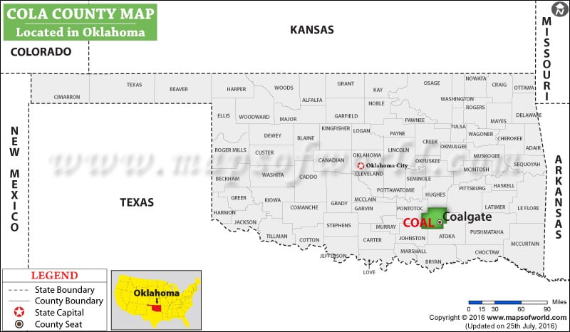 Coal County Map, Oklahoma