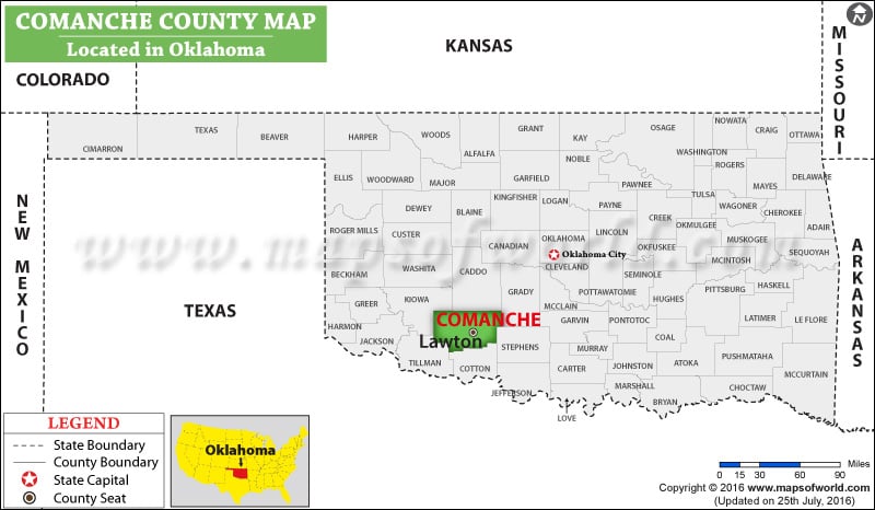 Comanche County Map, Oklahoma