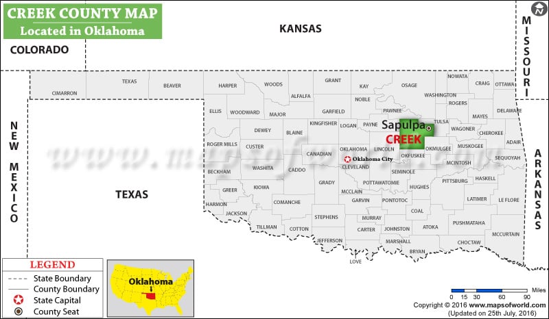 Creek County Map, Oklahoma