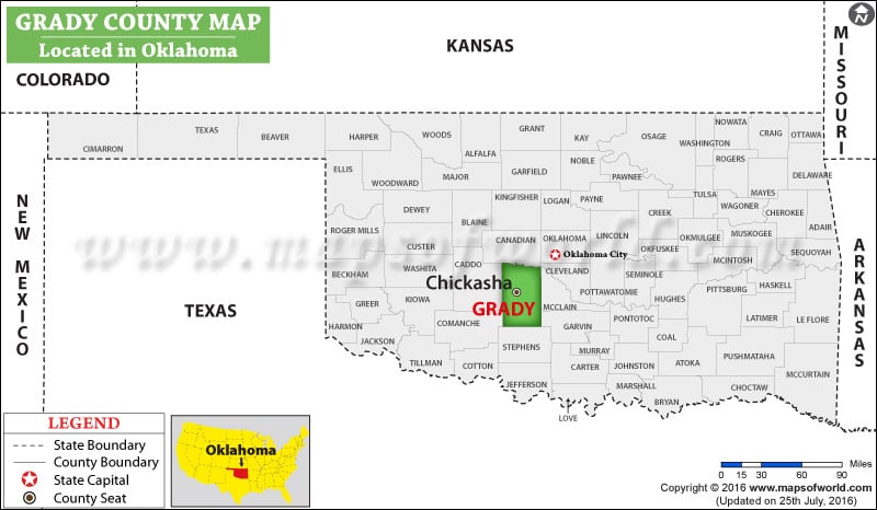 Grady County Map, Oklahoma