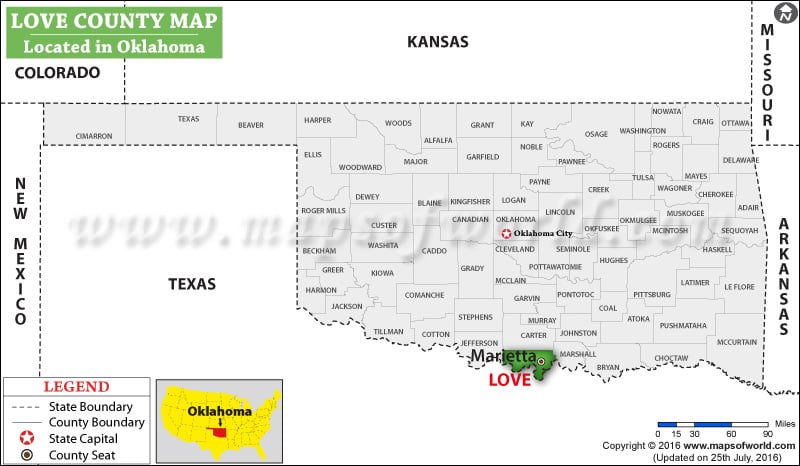 Love County Map, Oklahoma