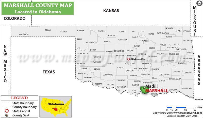 Marshall County Map, Oklahoma