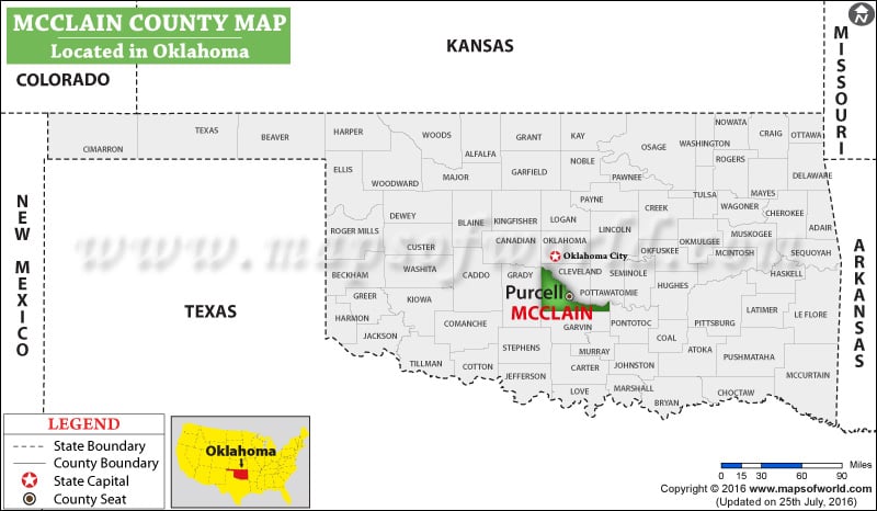 Mcclain County Map, Oklahoma