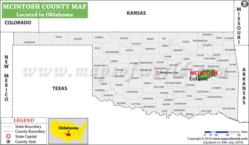 Mcintosh County Map, Oklahoma