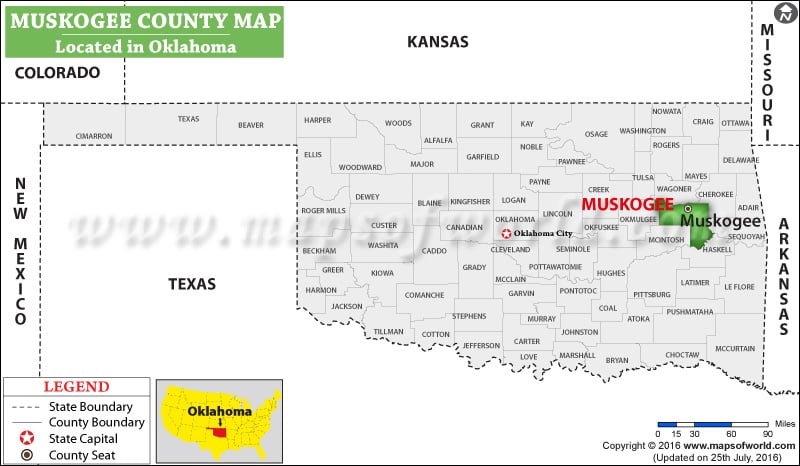 Muskogee County Map, Oklahoma