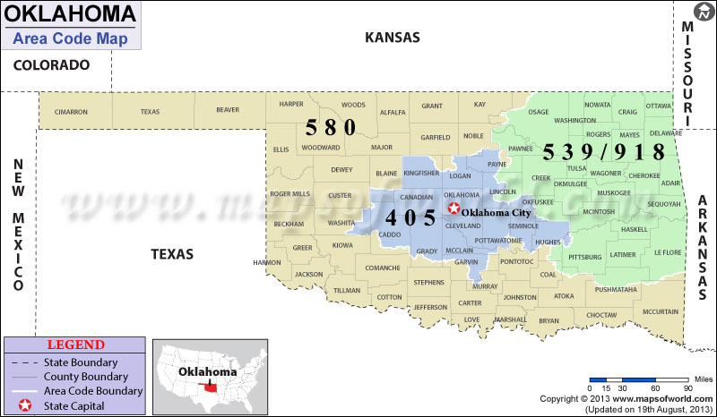 Oklahoma Area Code Map