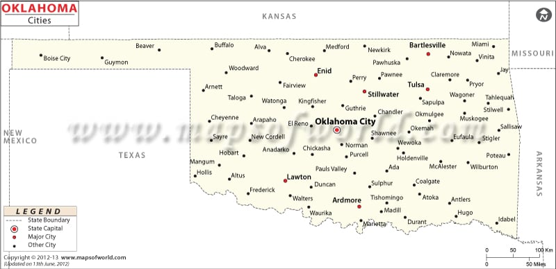 Map of Oklahoma Cities