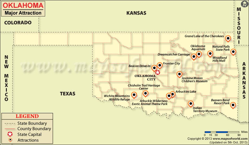 Oklahoma Travel Attractions Map