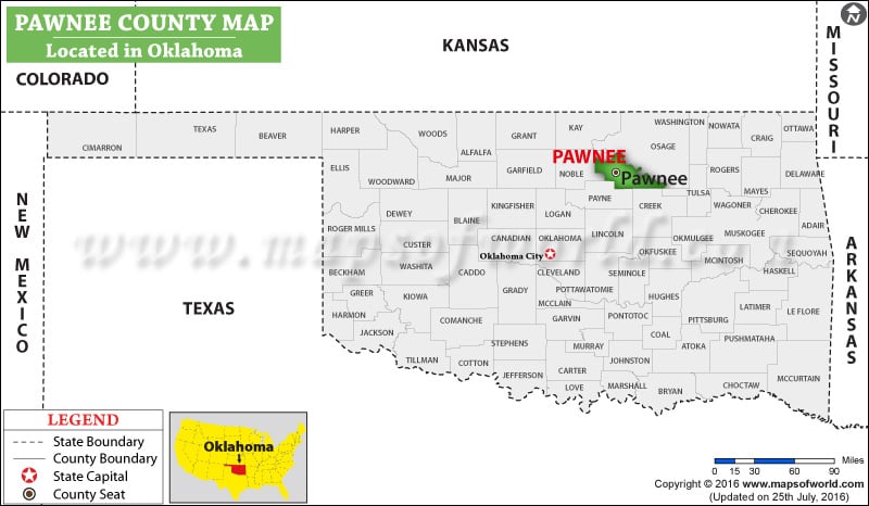 Pawnee County Map, Oklahoma