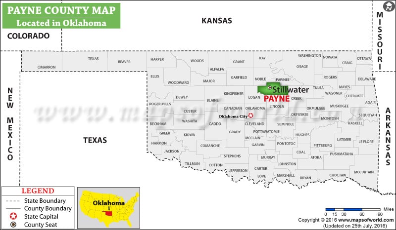 Payne County Map, Oklahoma