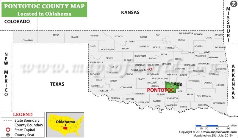 Pontotoc County Map, Oklahoma