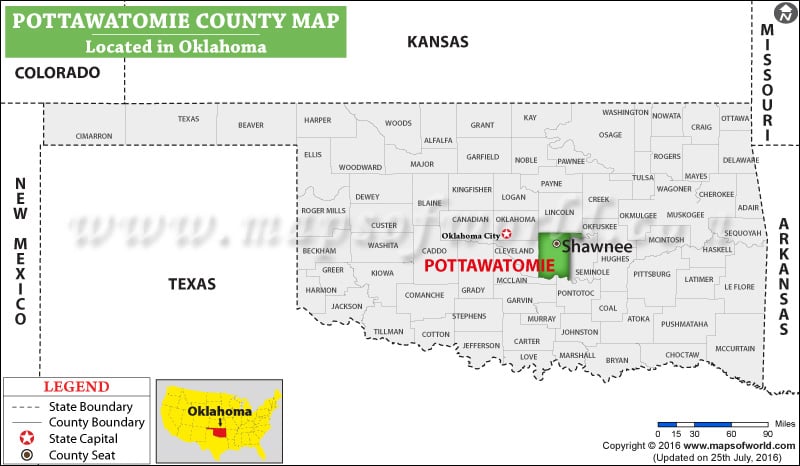 Pottawatomie County Map, Oklahoma