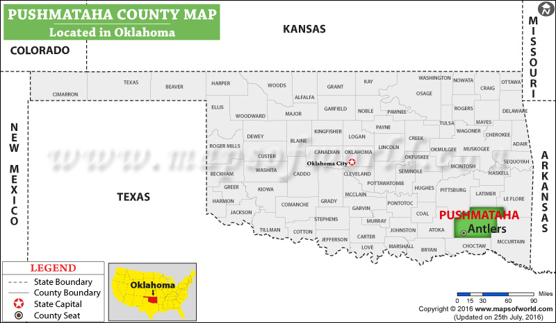 Pushmataha County Map, Oklahoma