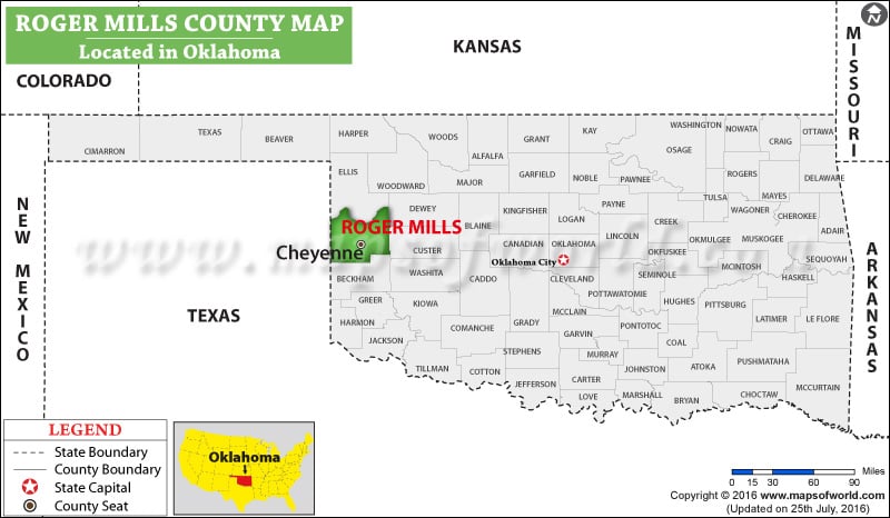 Roger Mills County Map, Oklahoma
