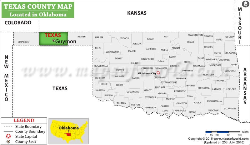 Texas County Map, Oklahoma