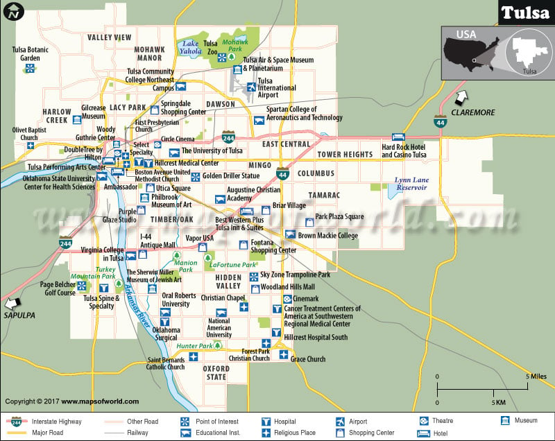 Map of Tulsa City, Oklahoma