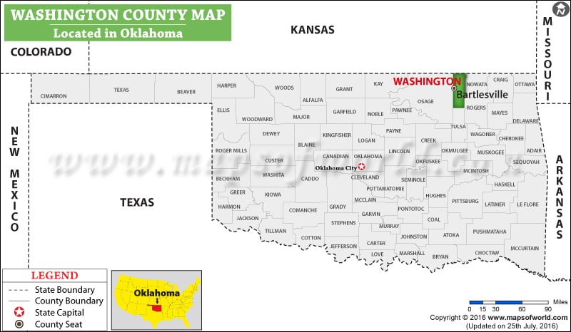Washington County Map, Oklahoma