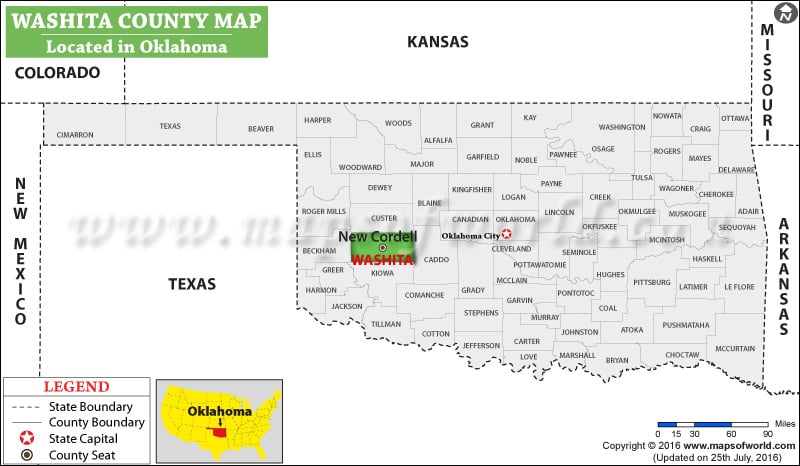 Washita County Map, Oklahoma