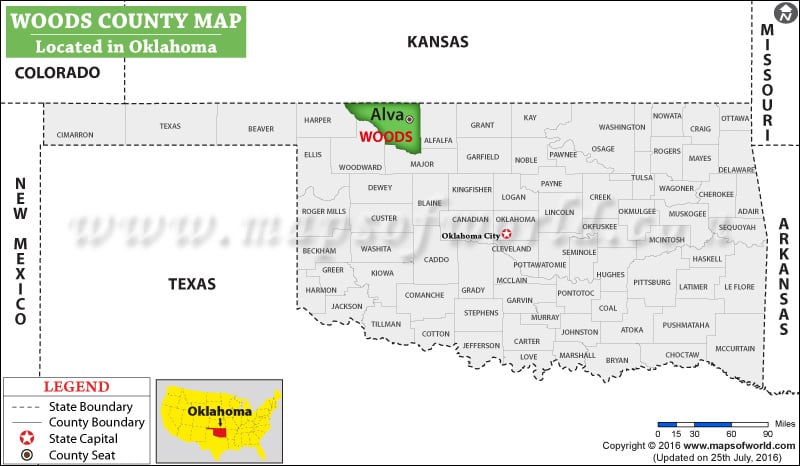 Woods County Map, Oklahoma