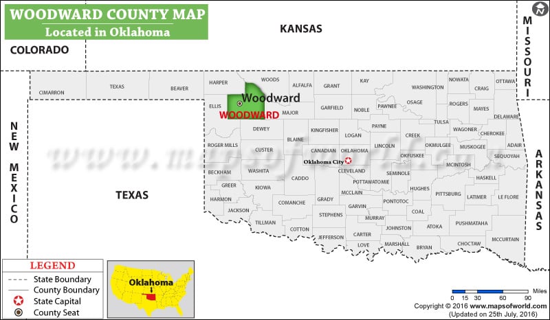 Woodward County Map, Oklahoma