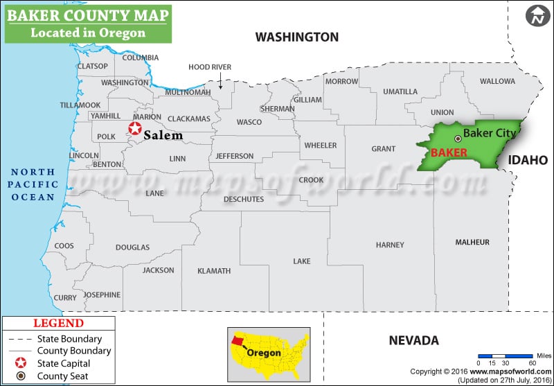 Baker County Map, Oregon