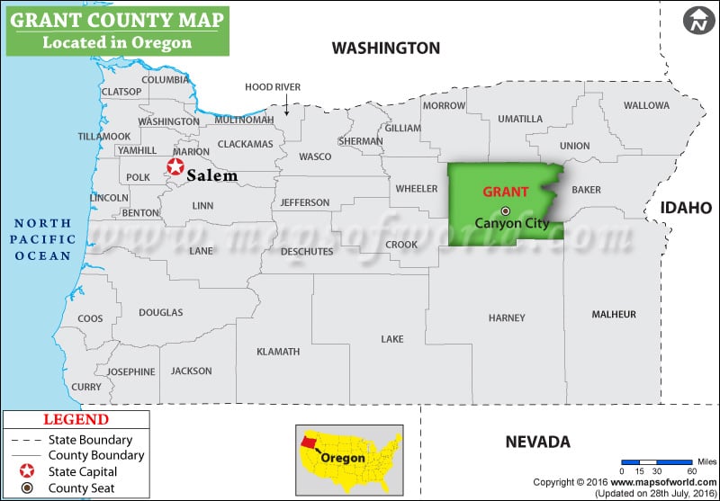 Grant County Map, Oregon