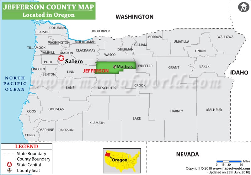 Jefferson County Map, Oregon