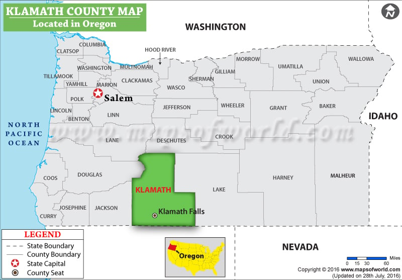 Klamath County Map, Oregon