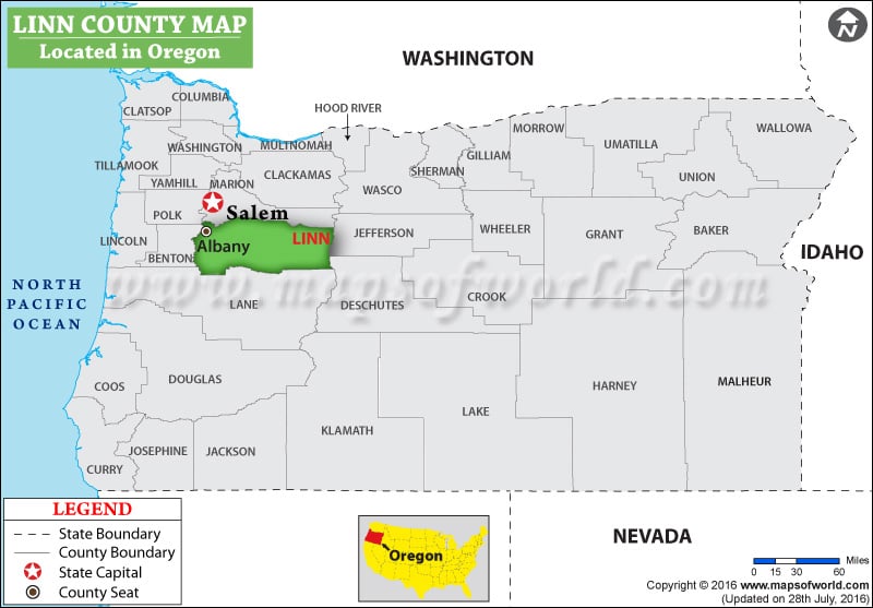 Linn County Map, Oregon