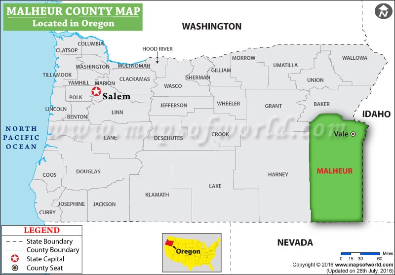 Malheur County Map, Oregon