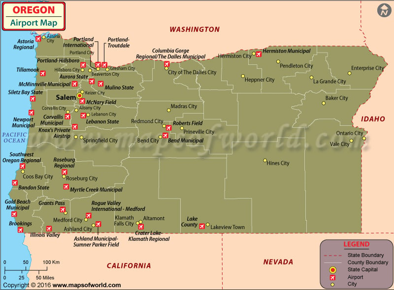 Oregon Airports Map