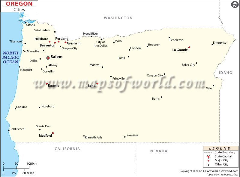 Oregon Cities Map