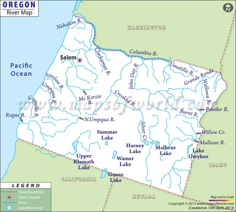 Oregon Rivers Map