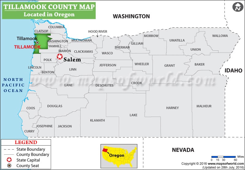 Tillamook County Map, Oregon