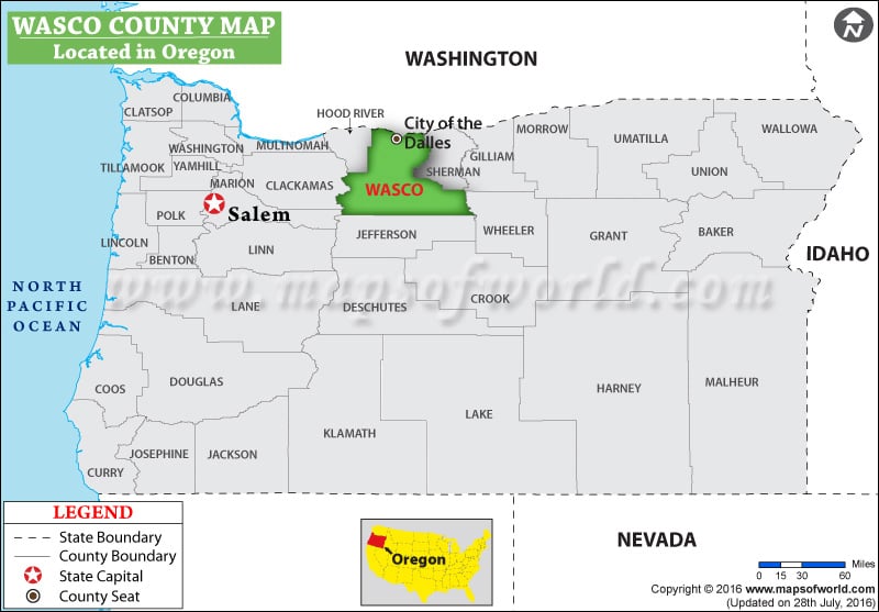 Wasco County Map, Oregon
