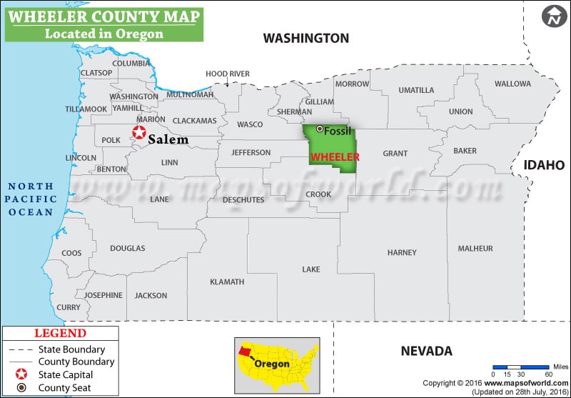 Wheeler County Map, Oregon