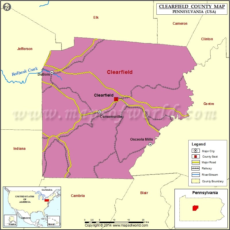 Clearfield County Map, Pennsylvania