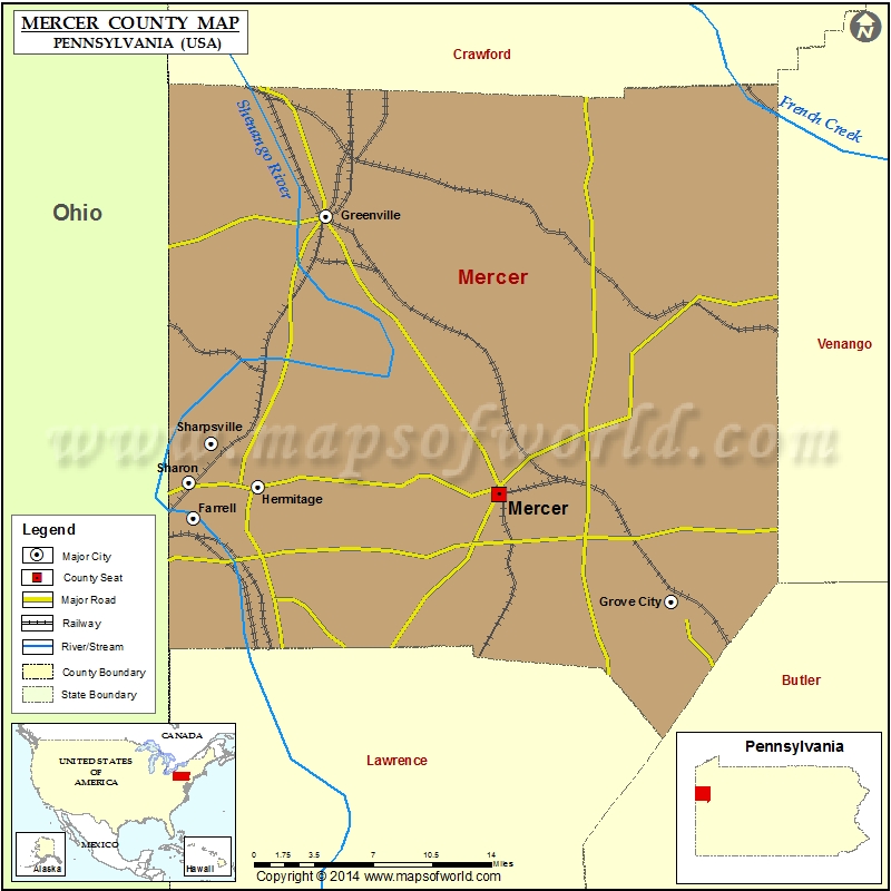 Mercer County Map Pennsylvania   Mercer County Map 