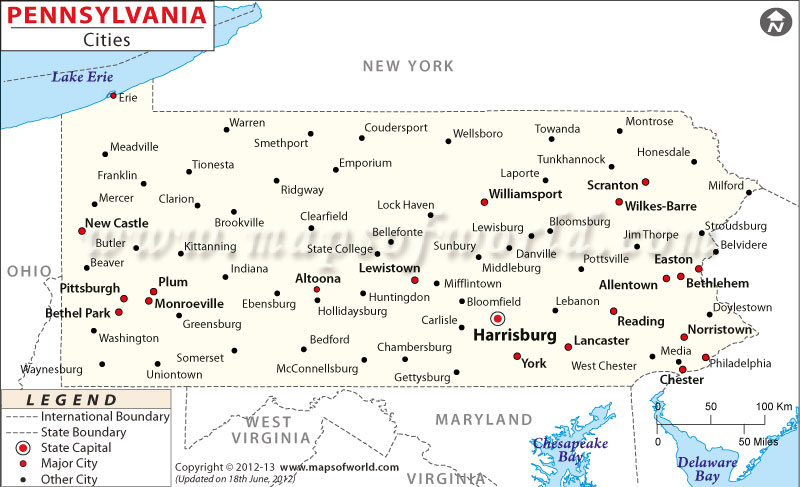 Cities In Pennsylvania Pennsylvania Cities Map   Pennsylvania Cities 