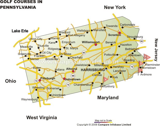 Pennsylvania Golf Courses Map