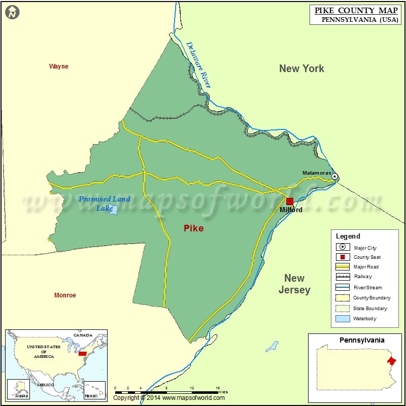 Pike County Map, Pennsylvania