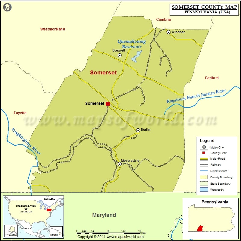 Somerset County Map, Pennsylvania