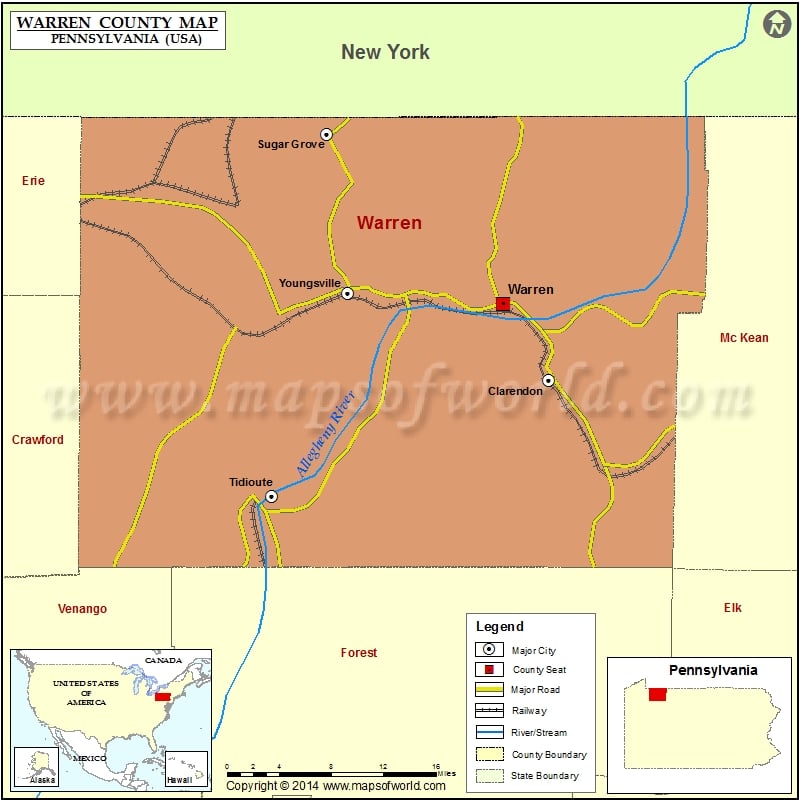 Warren County Map, Pennsylvania