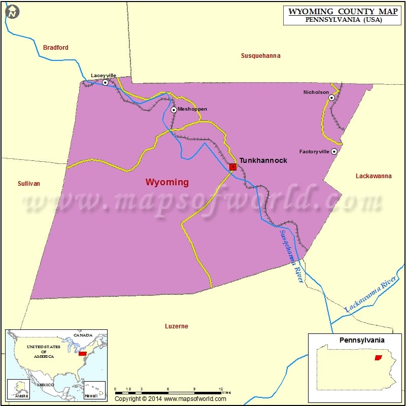 Wyoming County Map, Pennsylvania