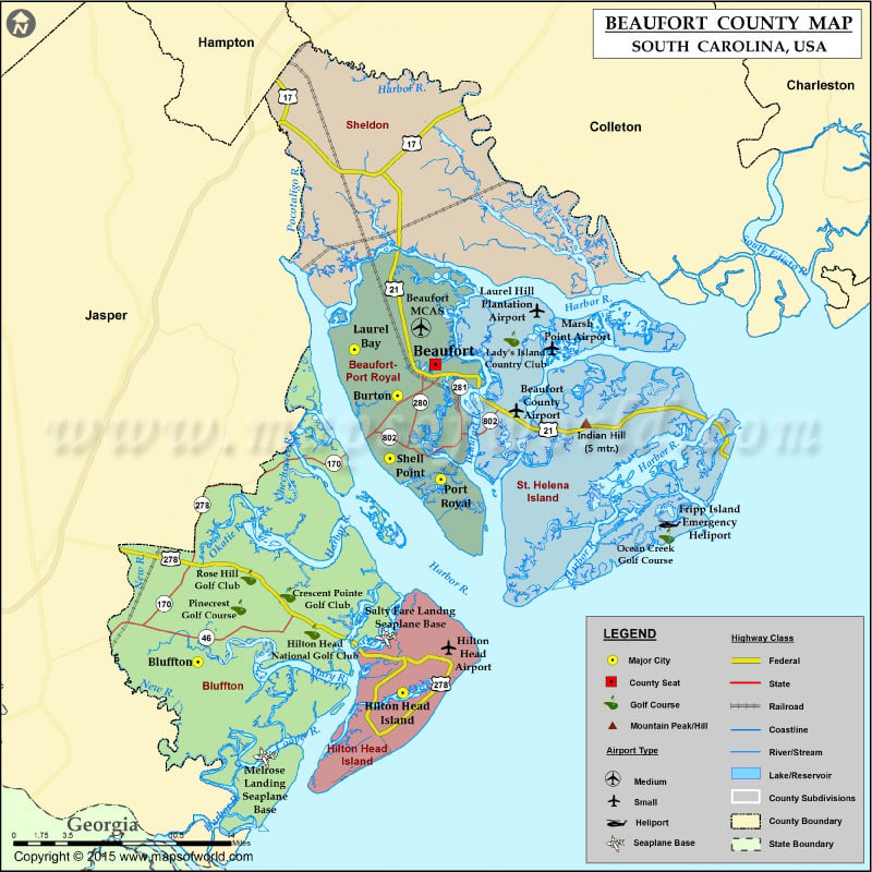Beaufort County Map, South Carolina