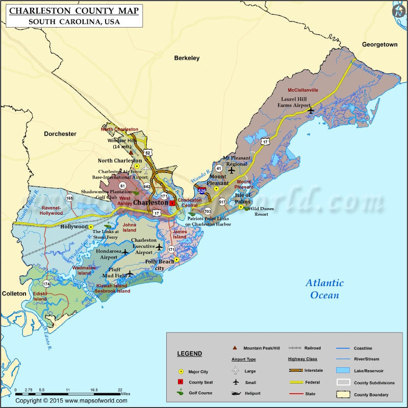 Charleston County Map, South Carolina