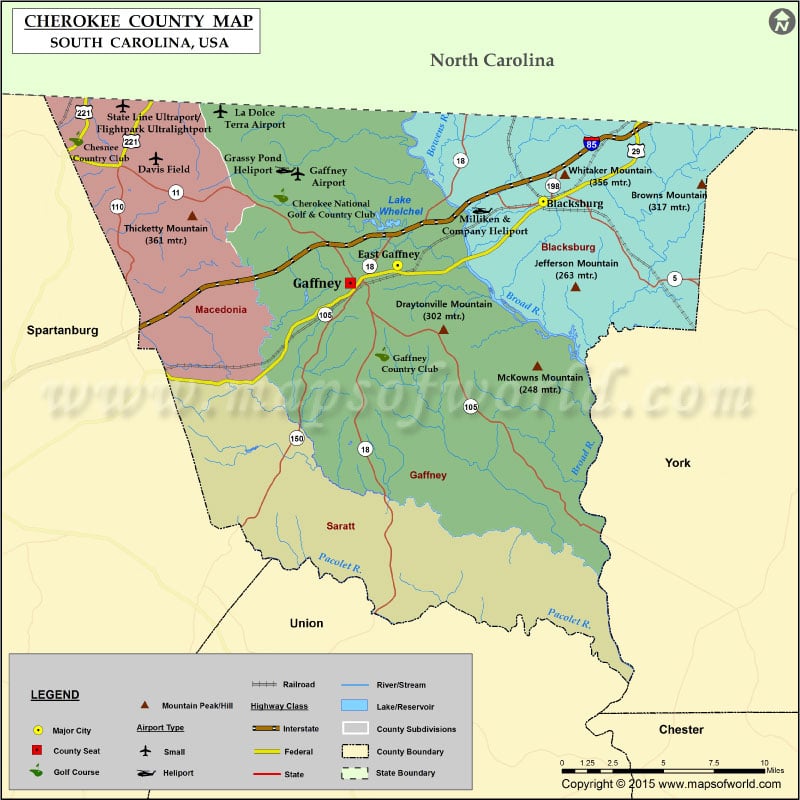 Cherokee County Map, South Carolina