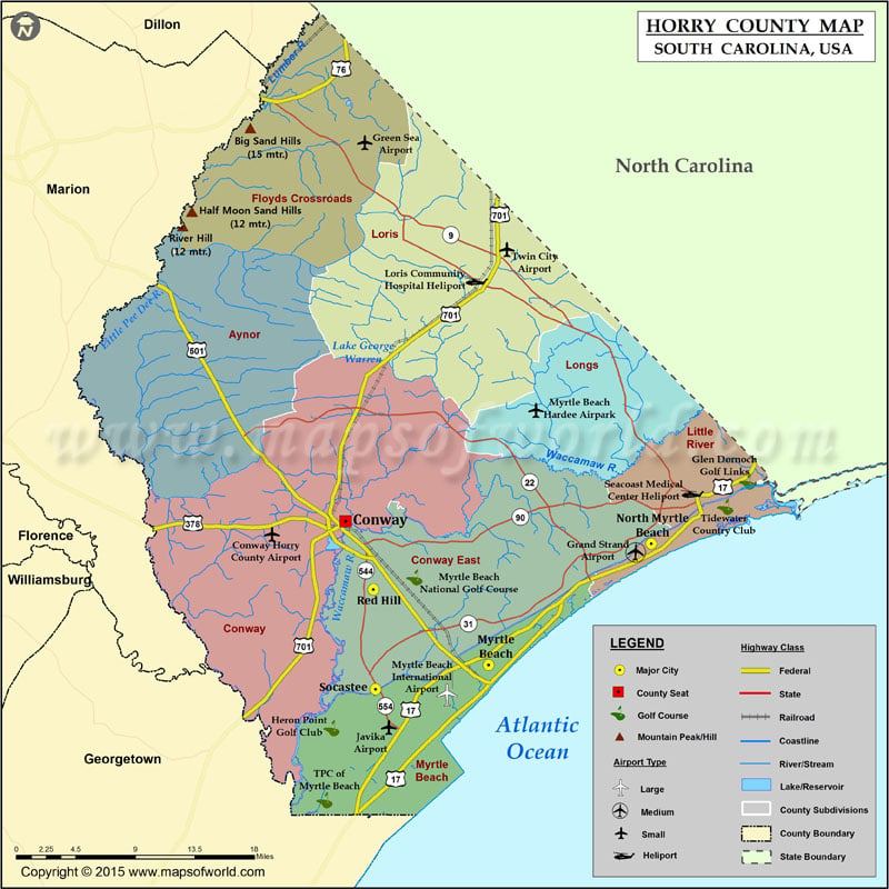 Horry County Map, South Carolina