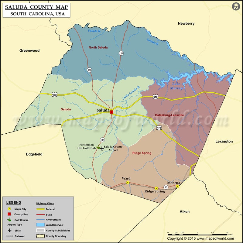 Saluda County Map, South Carolina