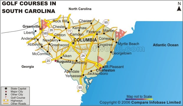 South Carolina Golf Courses Map